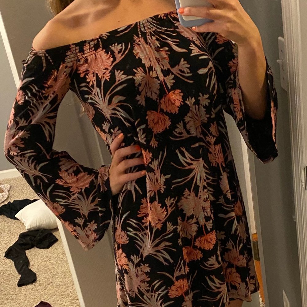 Off the shoulder print dress